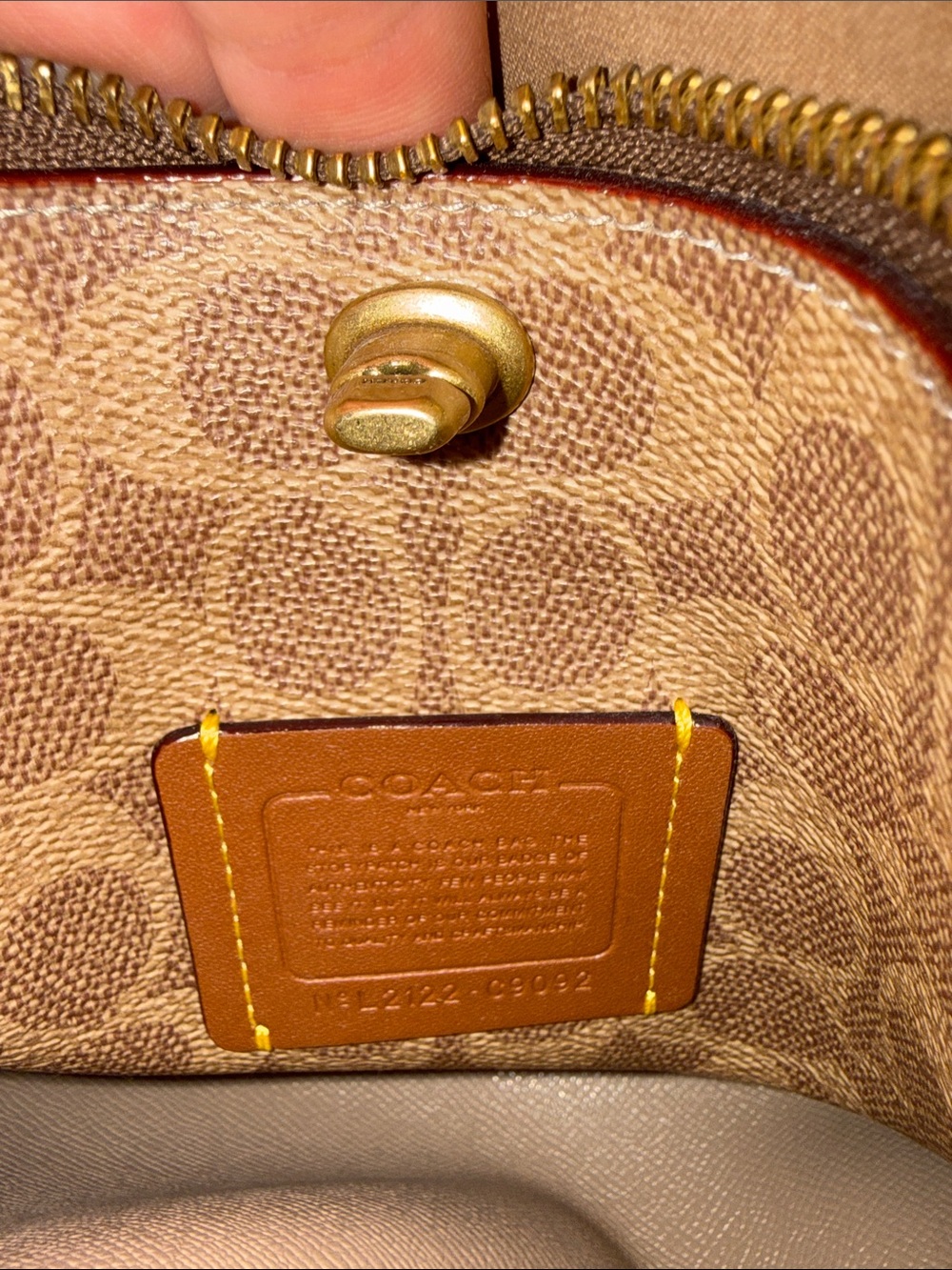 Coach Pebbled Leather Tote in Chalk with Dark Brown Handles - Picture 8 of 8